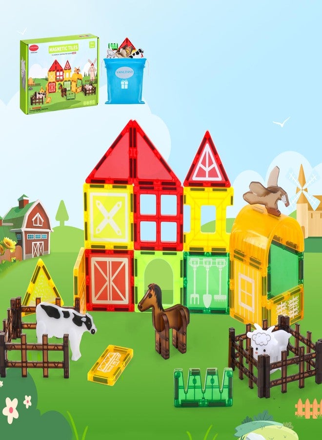 VANLINNY Magnetic Tiles Farm,Animal Magnet Toys for Toddlers-Kids Magnetic Building Blocks STEM Toys for Ages 3-8,Constrution Sets Educational-Coolest Xmas Birthday Gifts for Boys and Girls. - Image 1